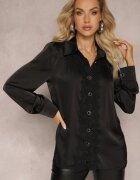 elsa.m by may Cămașă Neagră cu inserții din dantelă și nasturi decorativi Herinna