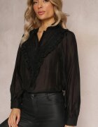 elsa.m by may Cămașă Neagră cu nasturi cu dantelă decorativă Raneem