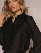 elsa.m by may Cămașă Neagră cu nasturi cu dantelă decorativă Raneem