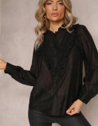 elsa.m by may Cămașă Neagră cu nasturi cu dantelă decorativă Raneem