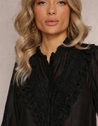 elsa.m by may Cămașă Neagră cu nasturi cu dantelă decorativă Raneem