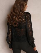 elsa.m by may Cămașă Neagră Dantelată cu Legătură la Gât Vilanfa