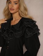 elsa.m by may Cămașă Neagră De Seară cu Volane Decorative și Nasturi Lerellia