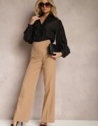 elsa.m by may Cămașă Neagră în Stil Vintage Decorată cu Volănașe și Perle în Față Calipso