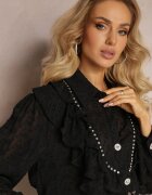elsa.m by may Cămașă Neagră Plumeti cu Volan și Fir Metalic Eutria