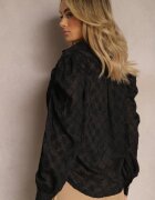 elsa.m by may Cămașă Neagră Transparentă cu Mâneci Bufante Pijama