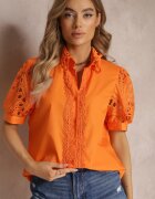 elsa.m by may Cămașă portocalie cu guler decorativ și mâneci cu inserții de dantelă Brixta