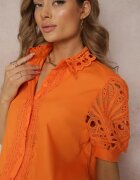 elsa.m by may Cămașă portocalie cu guler decorativ și mâneci cu inserții de dantelă Brixta
