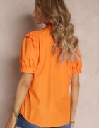 elsa.m by may Cămașă Portocalie din Țesătură din Dantelă cu Broderie și Guler tip tunică Mardellia