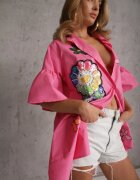 elsa.m by may Cămașă Roz Lungă cu Mâneci 3/4 cu Nasturi cu Aplicații Decorative Vieva