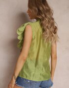 elsa.m by may Cămașă Verde cu Volane Largi în Față și pe Umeri Clioni