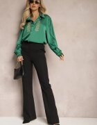 elsa.m by may Cămașă Verde de Satin cu Zirconii Perle și Guler Dokeria