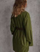 elsa.m by may Cămașă Verde din bumbac și viscoză croială lungă oversize cu curea Tethys