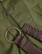 elsa.m by may Cămașă Verde din bumbac și viscoză croială lungă oversize cu curea Tethys
