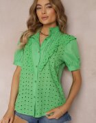 elsa.m by may Cămașă Verde din Țesătură de Dantelă cu Broderie și Guler Tunică Mardellia
