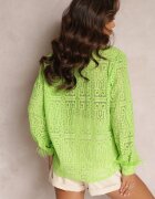elsa.m by may Cămașă Verde din Țesătură de Dantelă Decorată cu Pene La Mâneci Puregold