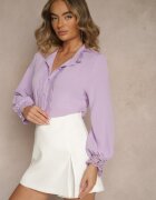 elsa.m by may Cămașă Violet cu Guler Ajurat și Mânecă Bufantă Nito