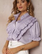 elsa.m by may Cămașă Violet cu Guler din Dantelă și Volane Neria