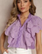 elsa.m by may Cămașă Violet cu Volane Late în Față și pe Umeri Clioni