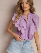 elsa.m by may Cămașă Violet cu Volane Late în Față și pe Umeri Clioni