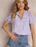 elsa.m by may Cămașă Violetă cu Aplicații de Dantelă și Guler Decorativ Evanore