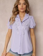 elsa.m by may Cămașă Violetă cu Aplicații de Dantelă și Guler Decorativ Evanore
