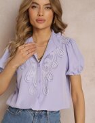 elsa.m by may Cămașă Violetă cu Aplicații de Dantelă și Guler Decorativ Evanore