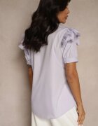 elsa.m by may Cămașă Violetă Din Dantelă cu Mânecă Scurtă și Volane în Față Audrea