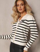 elsa.m by may Cardigan Alb cu Dungi cu nasturi Eliasa
