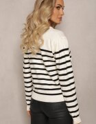 elsa.m by may Cardigan Alb cu Dungi cu nasturi Eliasa