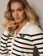 elsa.m by may Cardigan Alb cu Dungi cu nasturi Eliasa
