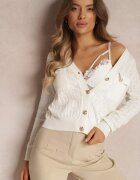 elsa.m by may Cardigan Alb cu nasturi cu imprimeu geometric Zilfe