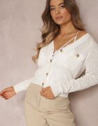 elsa.m by may Cardigan Alb cu nasturi cu imprimeu geometric Zilfe