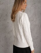 elsa.m by may Cardigan Alb cu nasturi decorativi și borduri striate Zymira