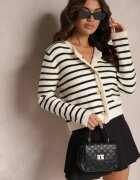 elsa.m by may Cardigan Alb din viscoză cu dungi cu nasturi decorativi și imitație de buzunare Zaffina
