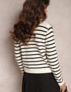 elsa.m by may Cardigan Alb din viscoză cu dungi cu nasturi decorativi și imitație de buzunare Zaffina