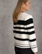 elsa.m by may Cardigan Alb-Negru încheiat din tricot de viscoză în dungi Aiwana