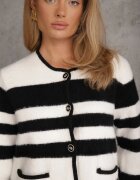 elsa.m by may Cardigan Alb-Negru încheiat din tricot de viscoză în dungi Aiwana
