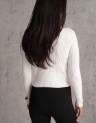 elsa.m by may Cardigan Alb Reiat Deschis din Viscoză Pinnalia