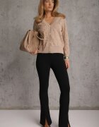 elsa.m by may Cardigan bej cu nasturi decorativi și borduri elastice Zymira