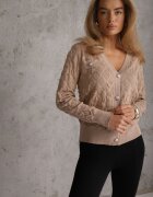 elsa.m by may Cardigan bej cu nasturi decorativi și borduri elastice Zymira