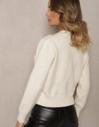 elsa.m by may Cardigan bej deschis din viscoză cu nasturi perluțe sclipici relief și biluțe Harirani