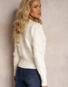 elsa.m by may Cardigan Bej deschis din viscoză cu nervuri cu nasturi Genadia