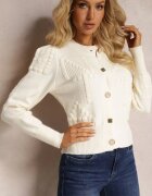 elsa.m by may Cardigan Bej deschis din viscoză cu nervuri cu nasturi Genadia