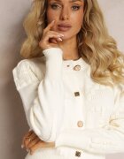 elsa.m by may Cardigan Bej deschis din viscoză cu nervuri cu nasturi Genadia