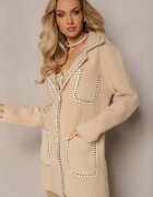 elsa.m by may Cardigan Bej din Vascoză cu Fir Metalic Încheiat cu nasturi de Perle Exousa