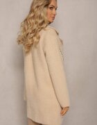 elsa.m by may Cardigan Bej din Vascoză cu Fir Metalic Încheiat cu nasturi de Perle Exousa
