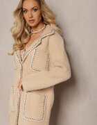 elsa.m by may Cardigan Bej din Vascoză cu Fir Metalic Încheiat cu nasturi de Perle Exousa