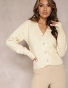 elsa.m by may Cardigan Bej din Viscoză cu Dungi cu Nervuri Uluria