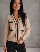 elsa.m by may Cardigan Bej din Viscoză cu Lanțuri și Perle Molito